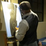 Cbabi creating a masterpiece which he generously painted for our raffle